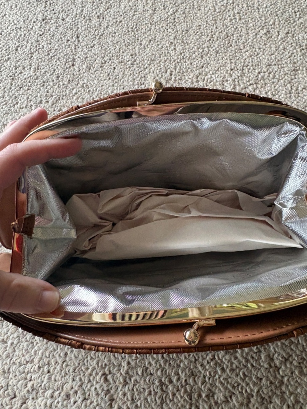 Panera Croissant Clutch NWOT Rare Limited Edition Satin Chain Purse Glam Chic - Picture 6 of 8